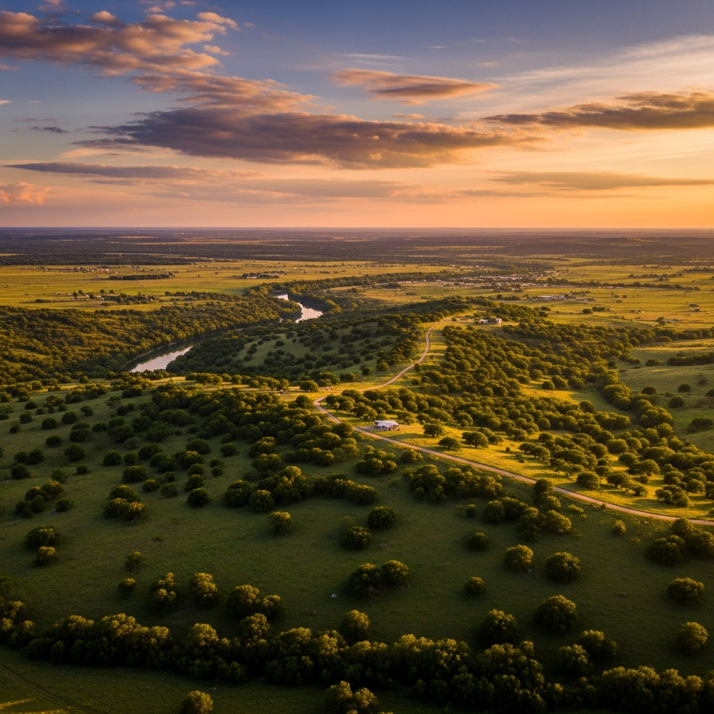 Aerial view of Texas Hill Country landscape