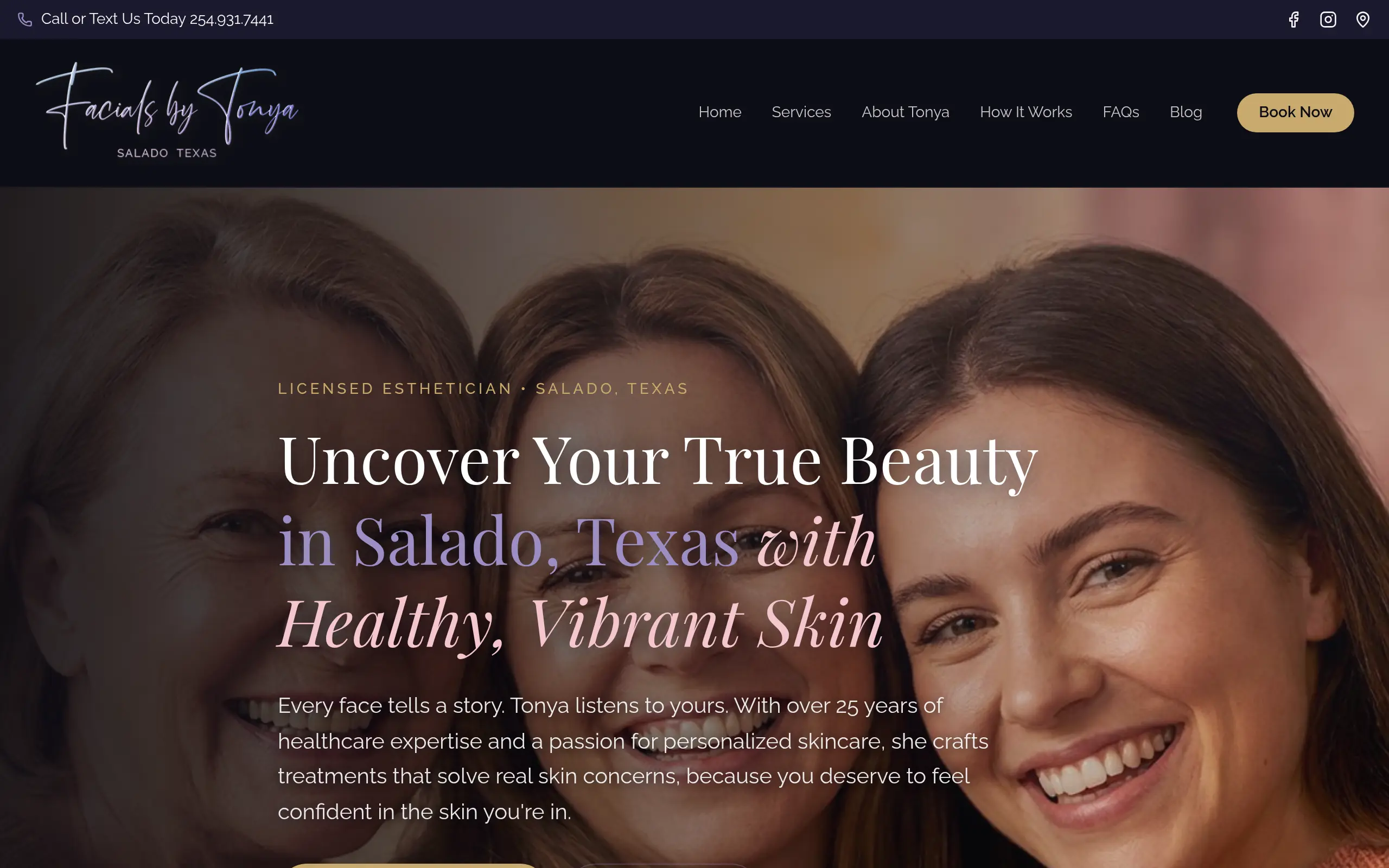 Facials By Tonya website by Revolution Web Studios