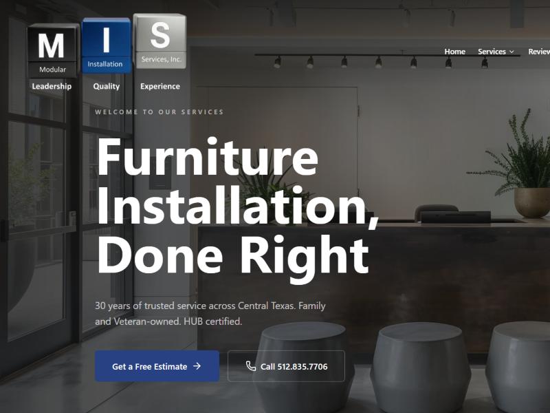 Modular Installation Services website by Revolution Web Studios