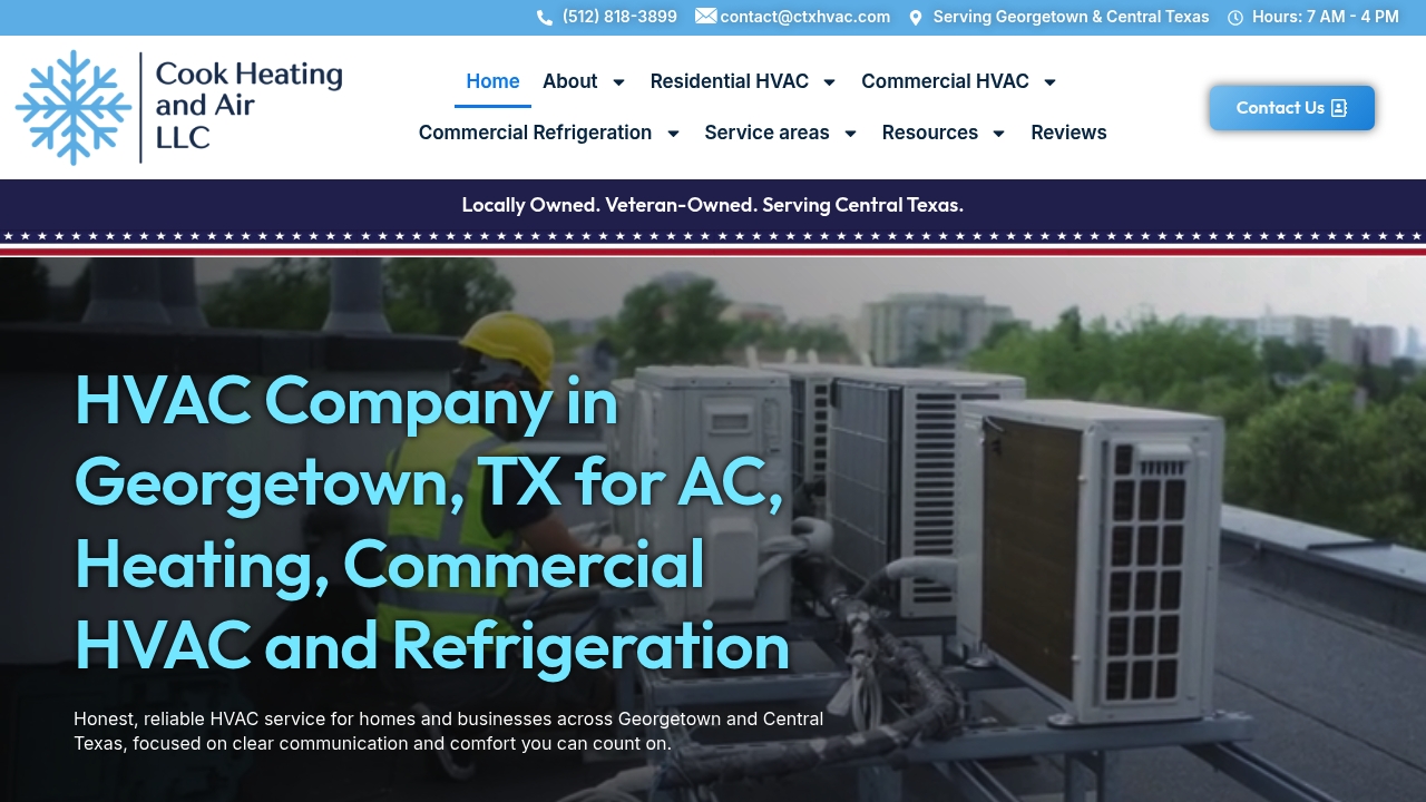 Cook Heating and Air website by Revolution Web Studios
