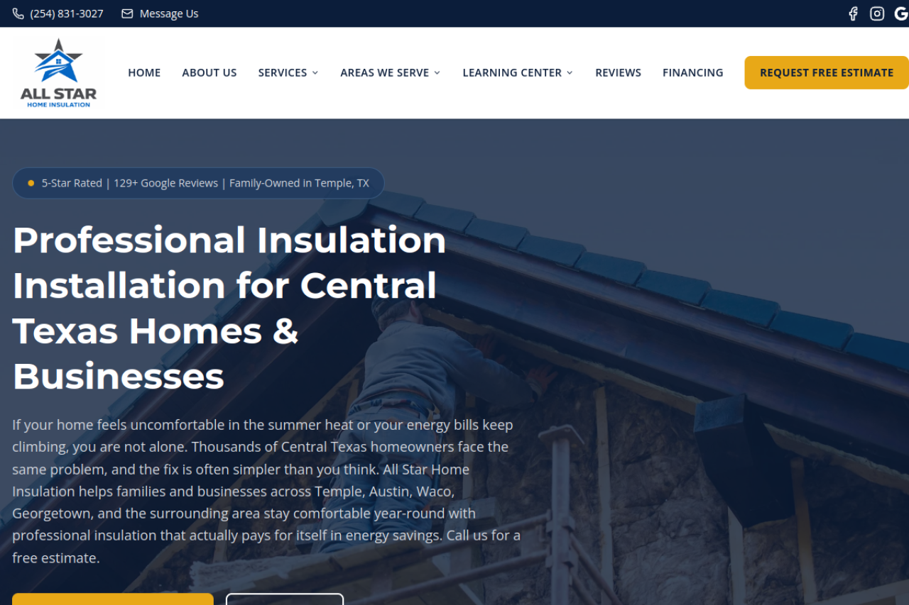 All Star Home Insulation website by Revolution Web Studios