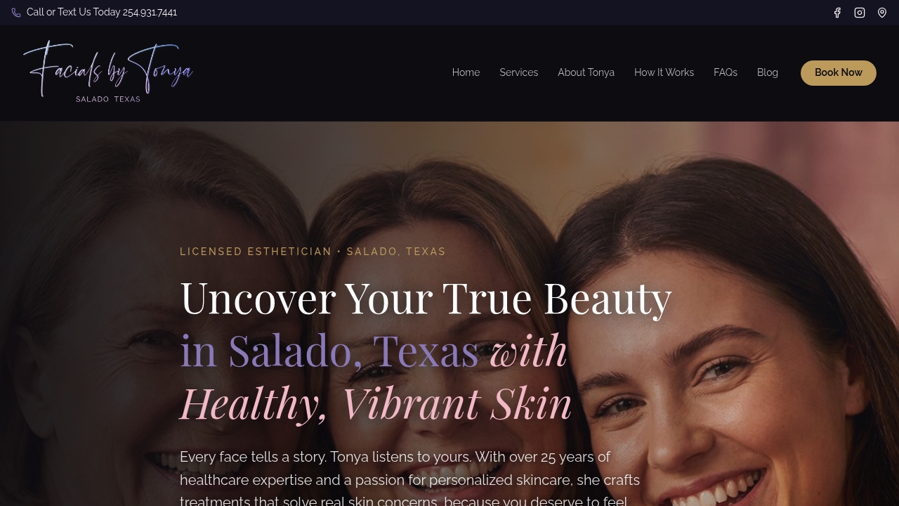 Facials By Tonya website by Revolution Web Studios